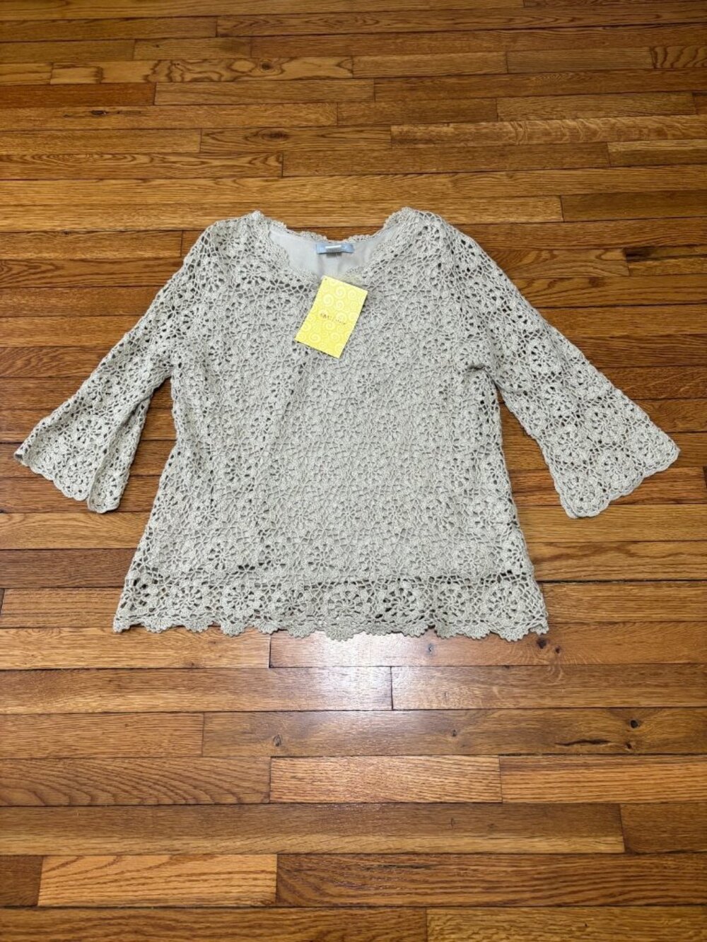 Modern Soul Crochet Knit Sweater Tunic Plus Sz 1X Bell Sleeve Overlay Top NWT